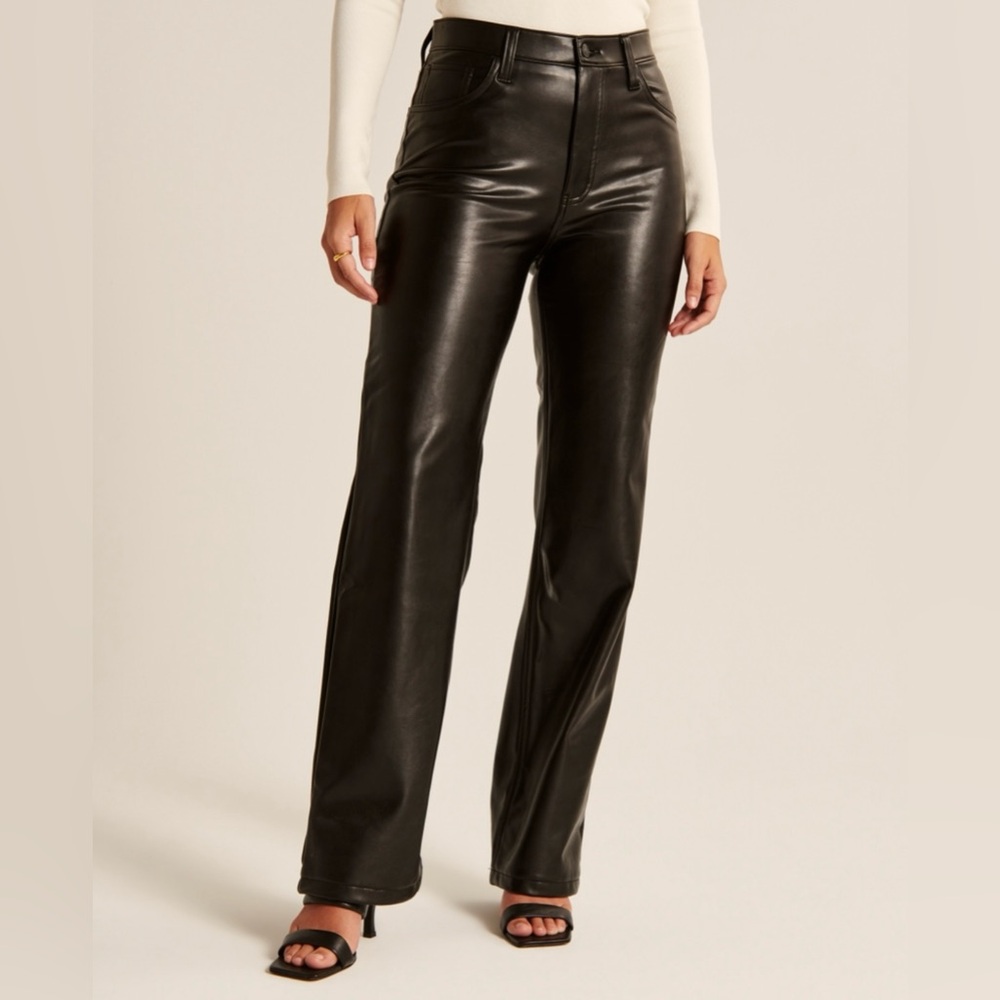 Abercrombie Curve Love Straight Leg Vegan Leather Pants